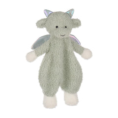 Apricot Lamb Dragon Soft Lovey green infant grip image highlights easy-to-hold security blanket