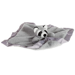 Apricot Lamb plush raccoon lovey ideal for travel and naps.