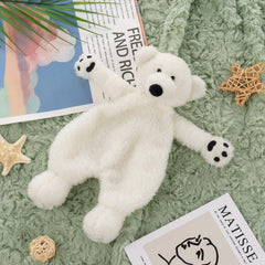 Apricot Lamb white-polar-bear-face-detail highlights embroidered features for soothing infant companionship.