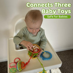 Aprilwolf hamburger suction cup toys holder on stroller tray during meals.