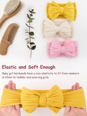 AQOKKA baby bows headbands bright colors set shows versatile color options for outfits.