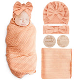 AQOKKA newborn receiving blanket with wheat-ear design for gentle swaddling comfort.