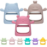 AQXYTK teething mittens Bear gray soothe gums during playtime.