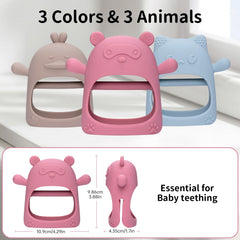 AQXYTK teething mittens Cat green stimulate tactile play and chewing relief.