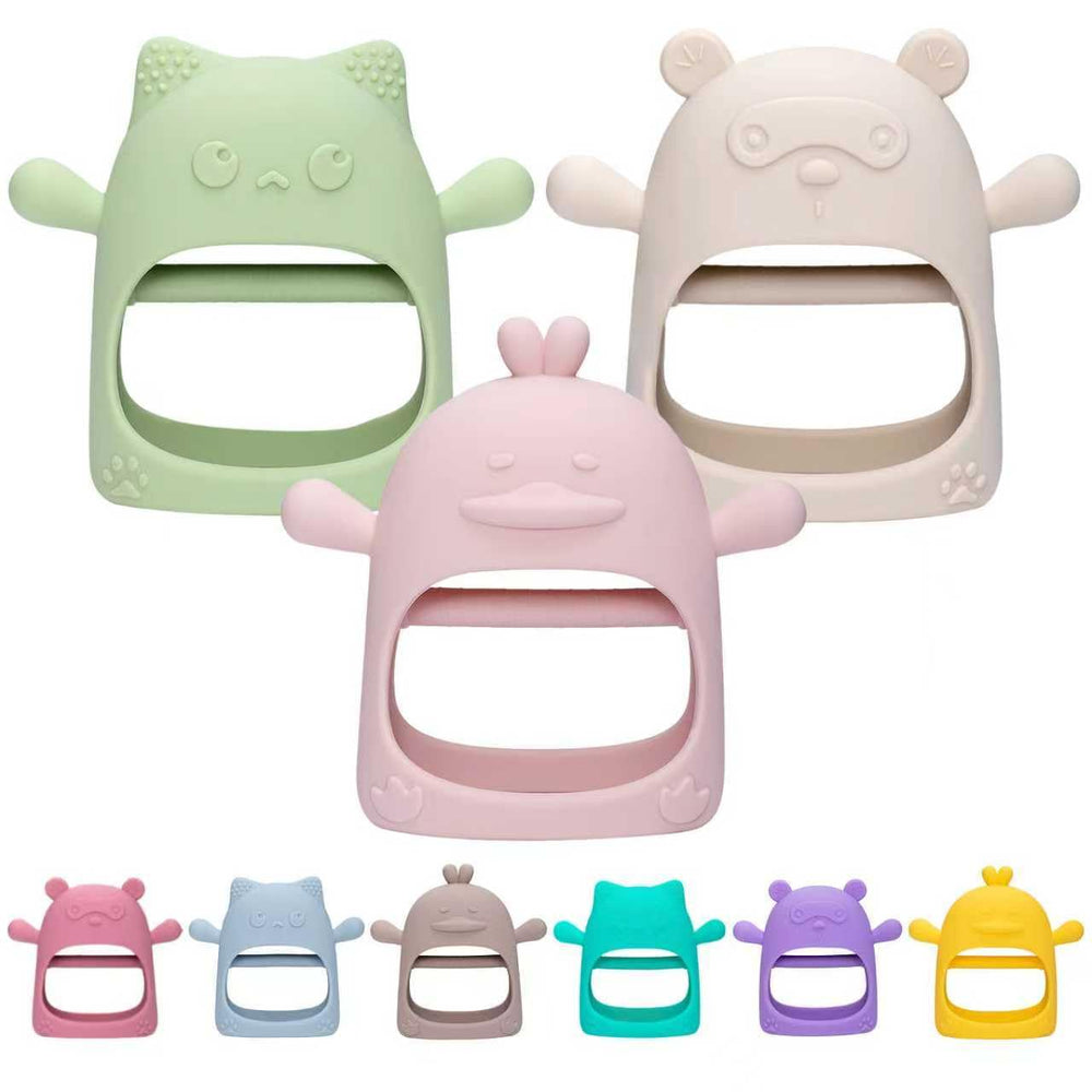 AQXYTK teething mitten Bear design supports secure grip and gum soothing on the go