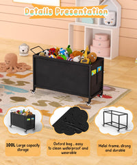 Ardier 100L toy box side view highlights spacious capacity for plush toys and blankets.