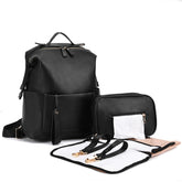 ARDIKAMA Diaper Bag Backpack front view showing stylish black leather design for moms on the go