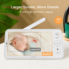 ARENTI Baby Monitor remote PTZ-zoom covers wide nursery area