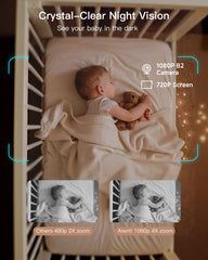 ARENTI WiFi baby camera monitor 360-view rotation enables full room visibility.