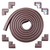 Arinbeb foam corner protector on coffee hearth enhances toddler edge safety.