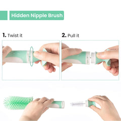 Ariseno nipple brush hidden under suction cup for easy access.