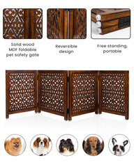 ARJORA Wooden Pet Gate freestanding frame placed in doorway for pet safety