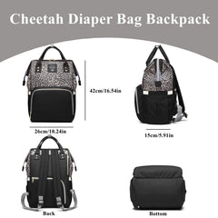Armbq leopard diaper bag backpack back view showcases ergonomic comfort for long days out.