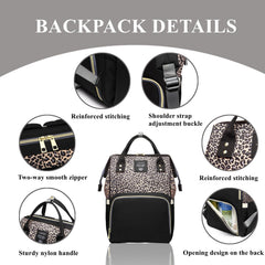 Armbq leopard diaper bag backpack insulated pockets keep drinks at correct temperature.