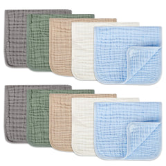 Arnzion Muslin Burp Cloths set packaged for gifting and easy storage.