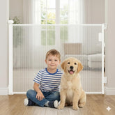 ARSHNAYAS retractable gate assembled in doorway demonstrates space-saving setup