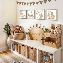 ArtbyHannah framed squirrel print creates cozy, nature-inspired bedroom decor.