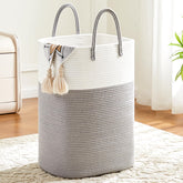 Artfeel laundry basket gray 80L in a living room adds natural elegance.