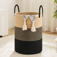 Artfeel laundry basket woven cotton rope; stylish storage for laundry and toys.