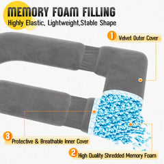 AS AWESLING detachable multi-position pregnancy pillow in gray demonstrates flexible shaping
