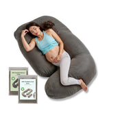 ASC Amour G pregnancy pillow in gray offers full-body support for comfortable sleep.
