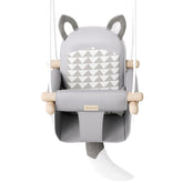 AskCat fox-themed wooden baby swing seat provides comfy support for playtime.