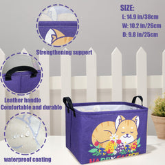 ASKETAM Cat Easter Basket folded side shows lightweight, foldable design for compact storage.