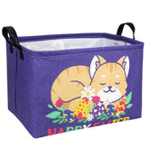 ASKETAM Cat Easter Basket front view shows bright Easter egg pattern for kid-friendly gift storage.