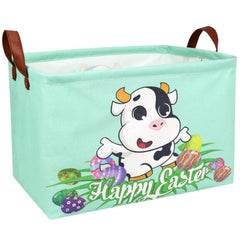 ASKETAM cow-easter-basket folded linen cotton for lightweight, durable storage