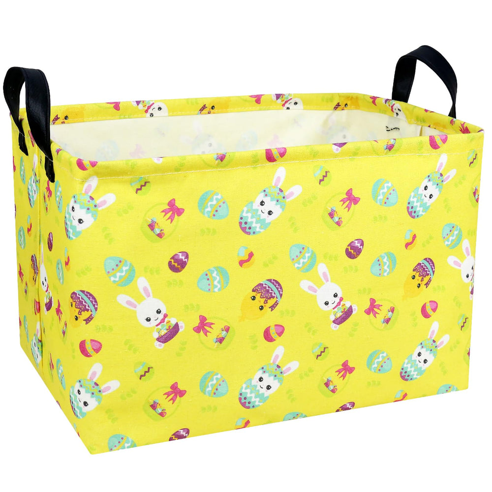ASKETAM Easter basket yellow rectangular front view ideal for egg hunts and decor.