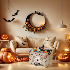 ASKETAM Halloween basket open-top for easy candy loading.