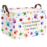 ASKETAM Kid Cute rectangle basket side view with handprint for toy storage