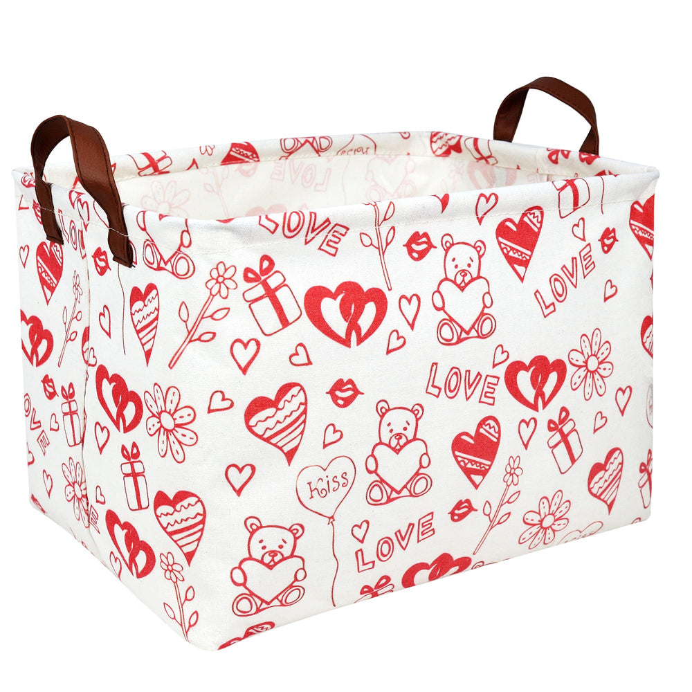 ASKETAM Bear Love basket front view showing durable linen and cotton fabric