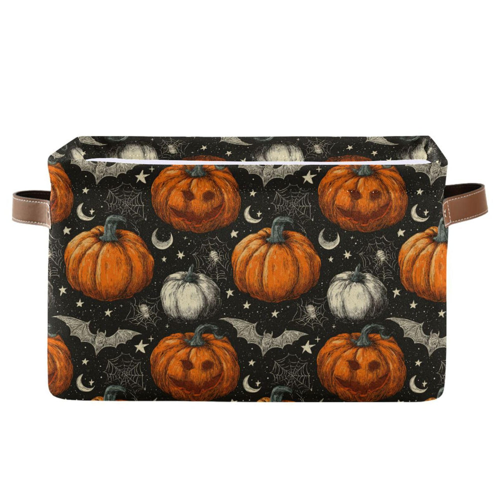 Aslsiy storage basket jack-o-lantern black keeps toys and laundry organized with festive charm.