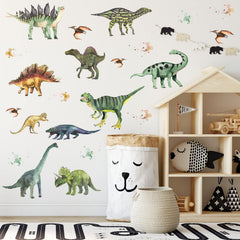 ASMPIO dinosaurs wall stickers package features four sheets for easy kids' room decoration