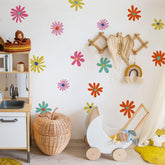 Astrkiz daisy wall decal 24-piece set brightens a girl's room with watercolor daisies