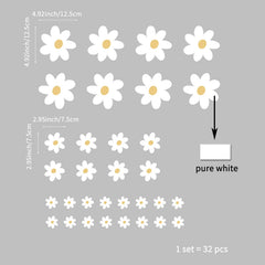 Astrkiz daisy decals in three sizes arranged for layered wall art