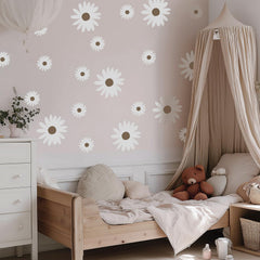Astrkiz daisy wall decal small and large sizes on smooth wall for nursery decor