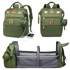 Astro alan baby diaper bag with changing station in use, organized on the go