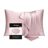 ATreebag pillowcase light plum close-up showing premium mulberry silk for silky skin and hair