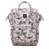 Atsabdas diaper bag backpack camo front view showing roomy main compartment