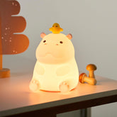 ATSUI Hippo Night Light front view, soft silicone nursery lamp.
