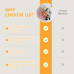 Aufee 5 ft high stuffed animal hammock provides large capacity for small plush toys.