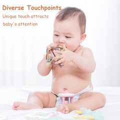AULEGE teething toy grasp-handle design encourages tiny hands to hold.