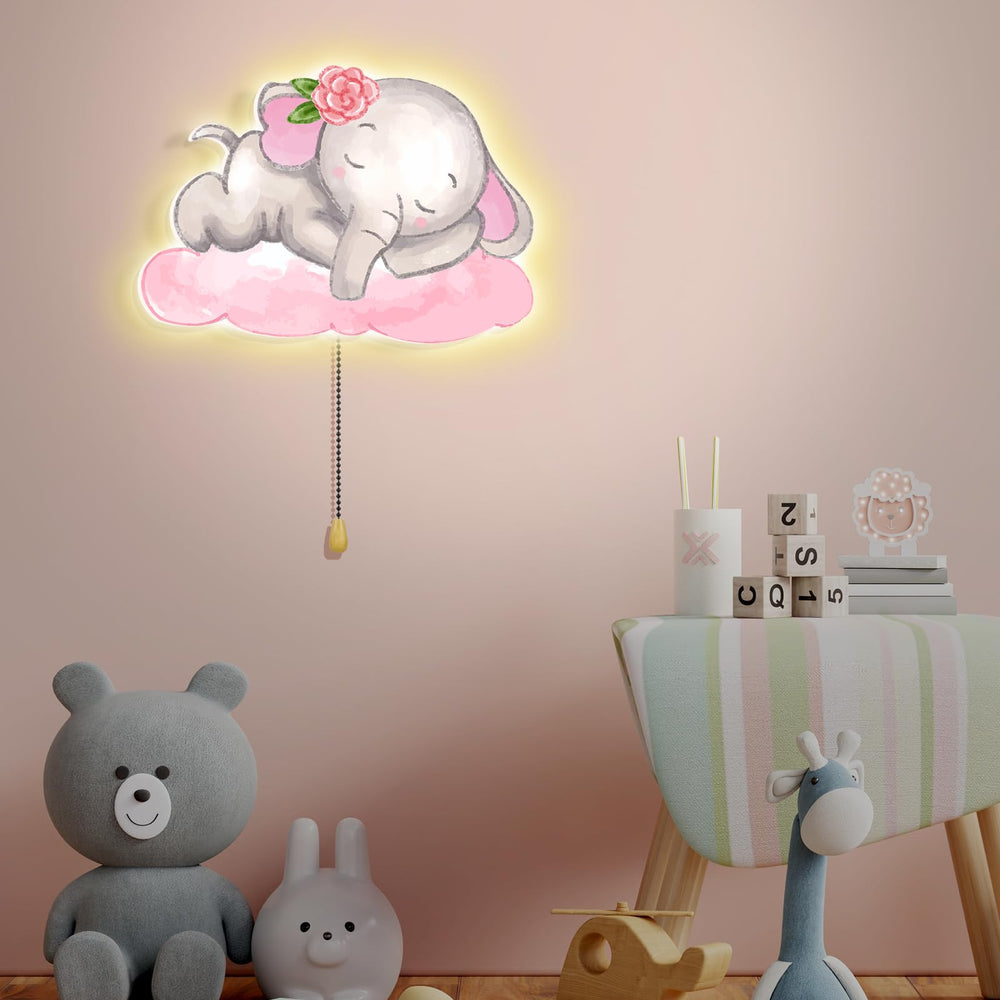 Aurelema Elephant Night Light wall-mounted for cozy nursery illumination.