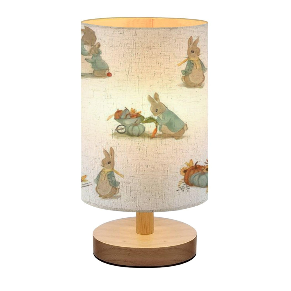 AURFIAIUOP bedside lamp with rabbit-pattern linen shade for cozy nights.