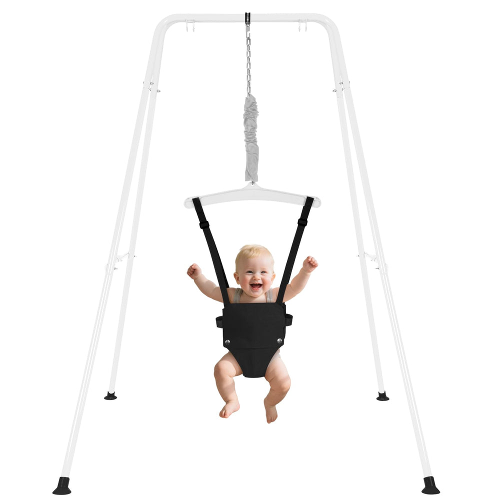 AUTOKAKUM baby jumper with stand white frame promotes stable, confident play