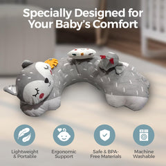 Autumn Bliss Co Tummy Time Pillow Gray Fox detachable toys for tactile play