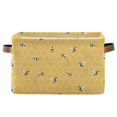 AUUXVA storage basket cube yellow bee honeycomb design ideal for toy organization.