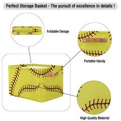 AUUXVA Yellow Baseball Storage Basket filled with clothes demonstrates versatile room organization